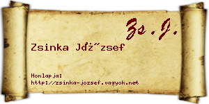 Zsinka József névjegykártya